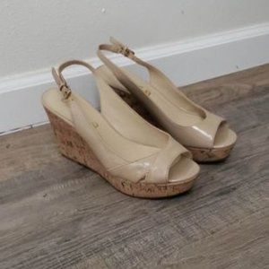 UNISA nude patent wedge heels sz8